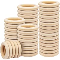 Kurtzy Aro Madera Natural (Pack de 50) 55 mm Diámetro Externo con 35 mm Diámetro Interno - Anillas Madera Sin Acabado…